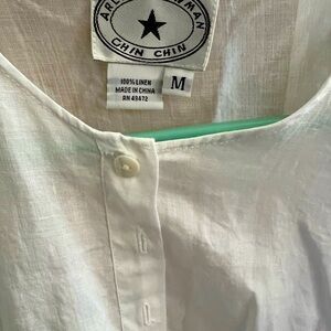 Arlene Bowman CHIN CHIN 100% Linen White Tunic blouse
